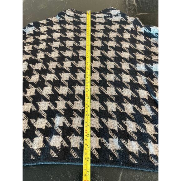 Ann Taylor  Houndstooth Black White Crop mock neck sweater MED - Picture 8 of 9